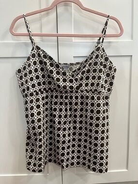Ann Taylor Brown & White Circle Print Cami